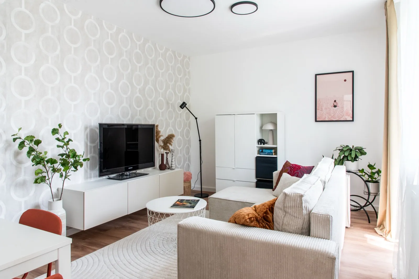 Living room with light colour palette