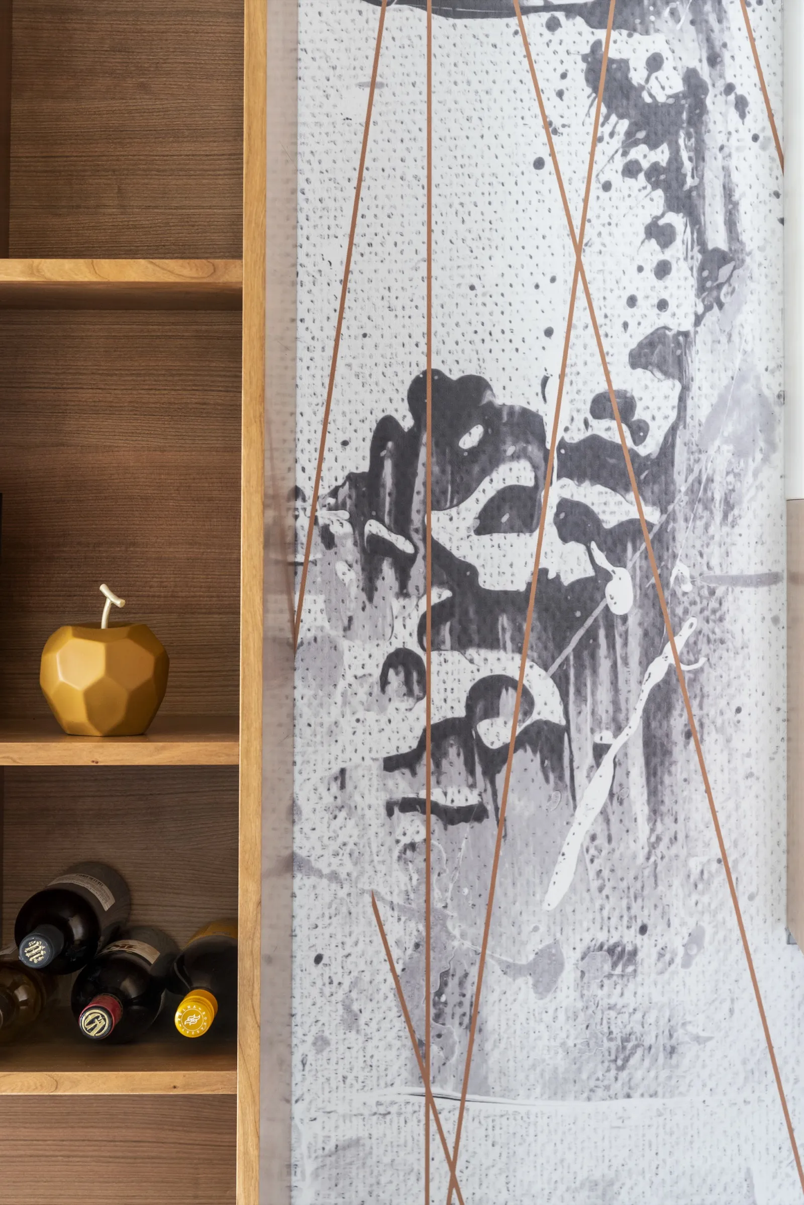 Living room warm niche shelving