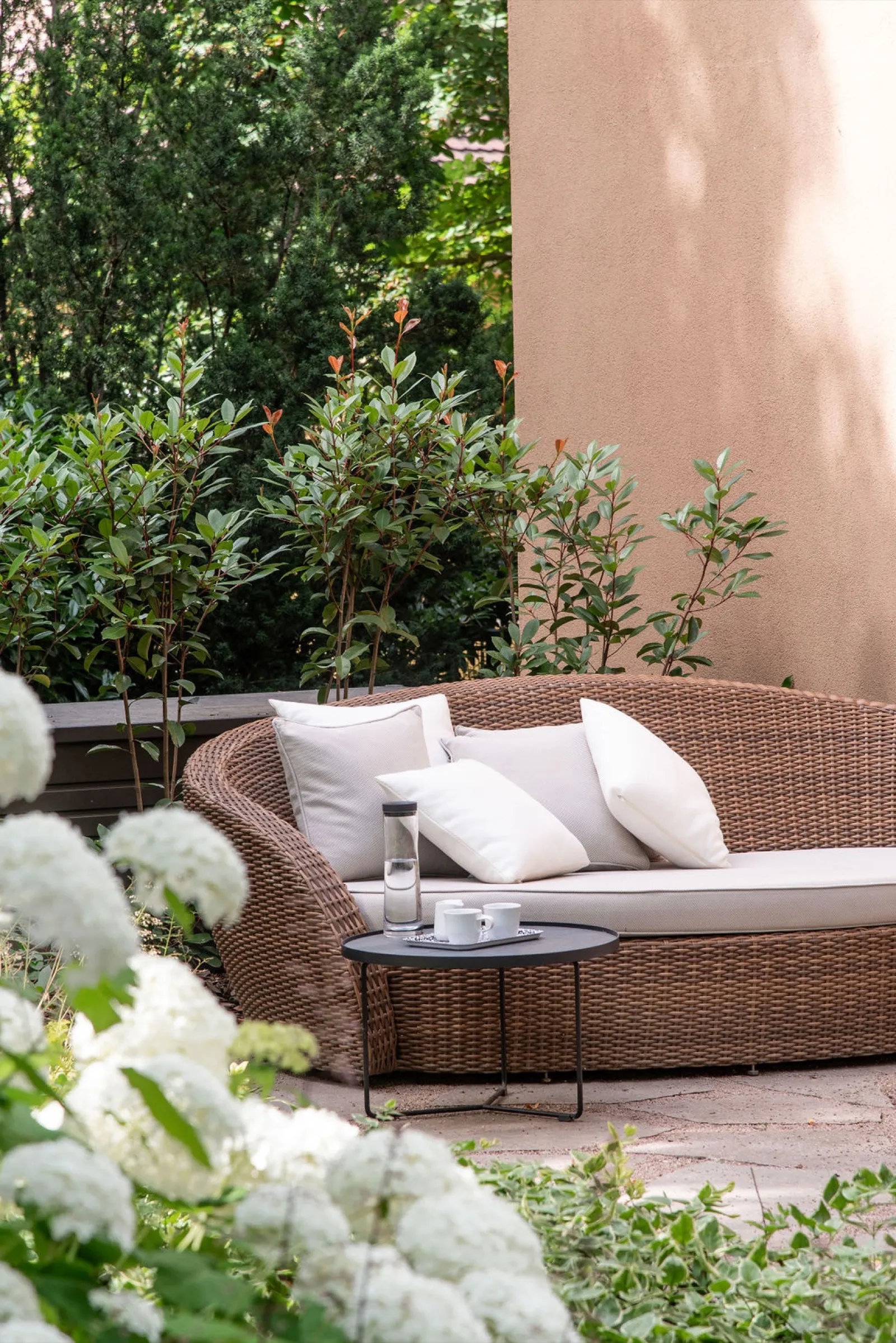 Evening light play through laser-cut panels