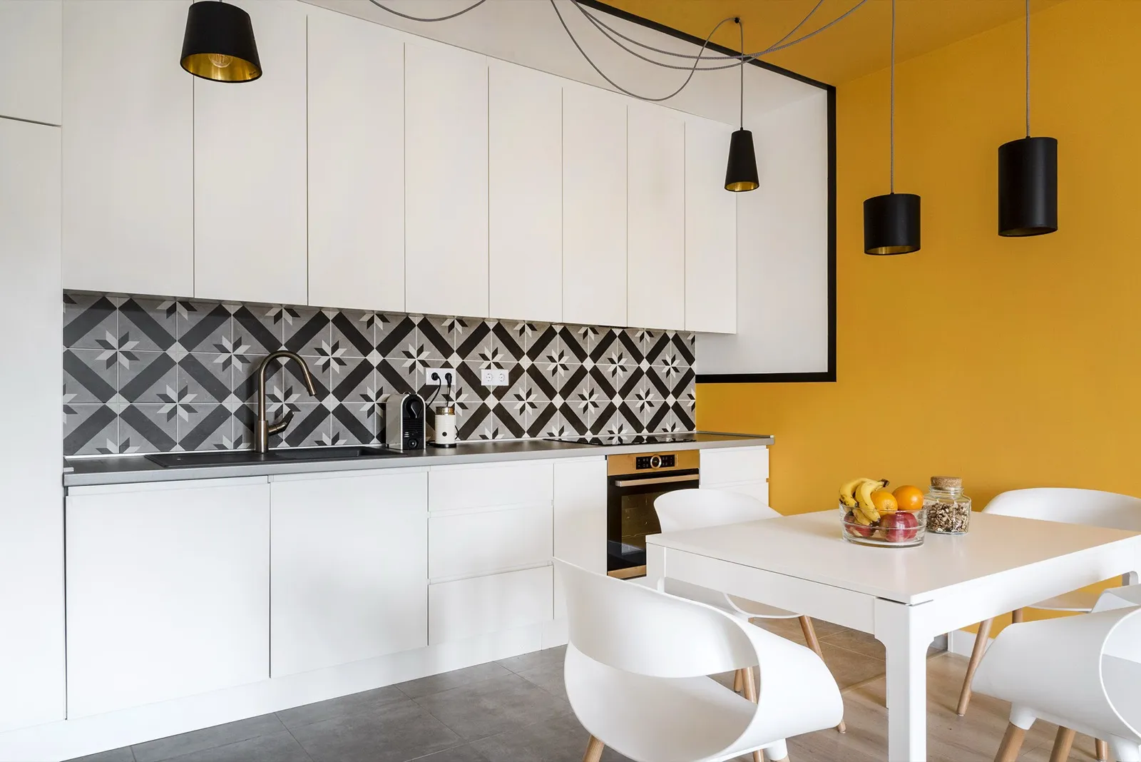 Blue sofa and yellow armchair pairing