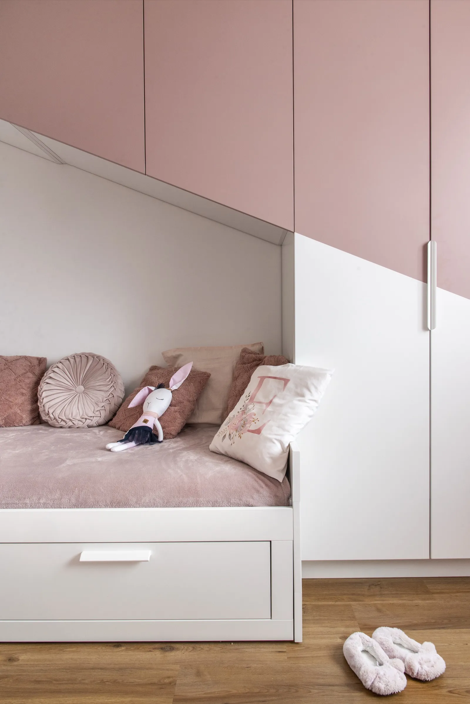 White and wood kitchen with herb racks