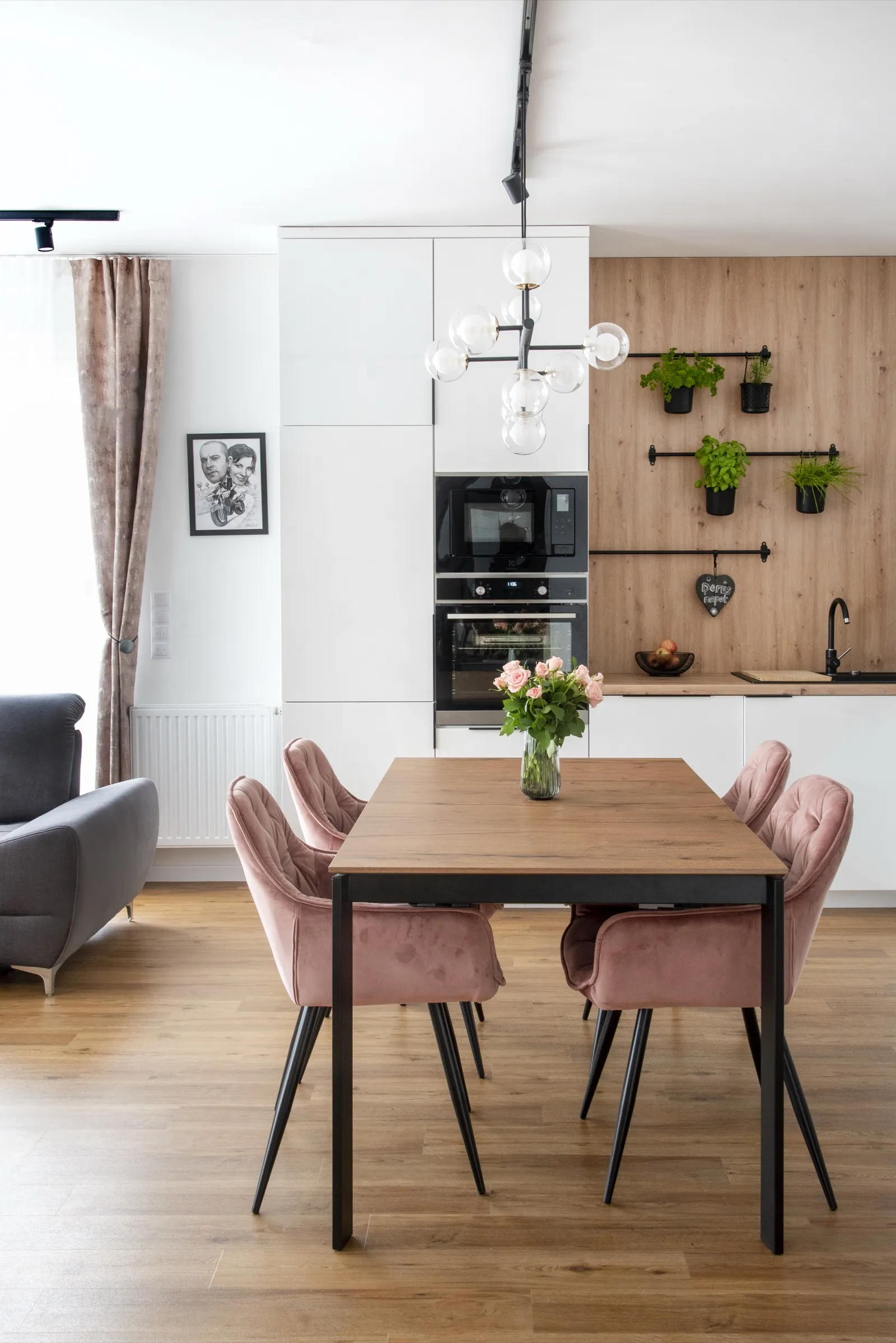 Master bedroom with blue-green wall