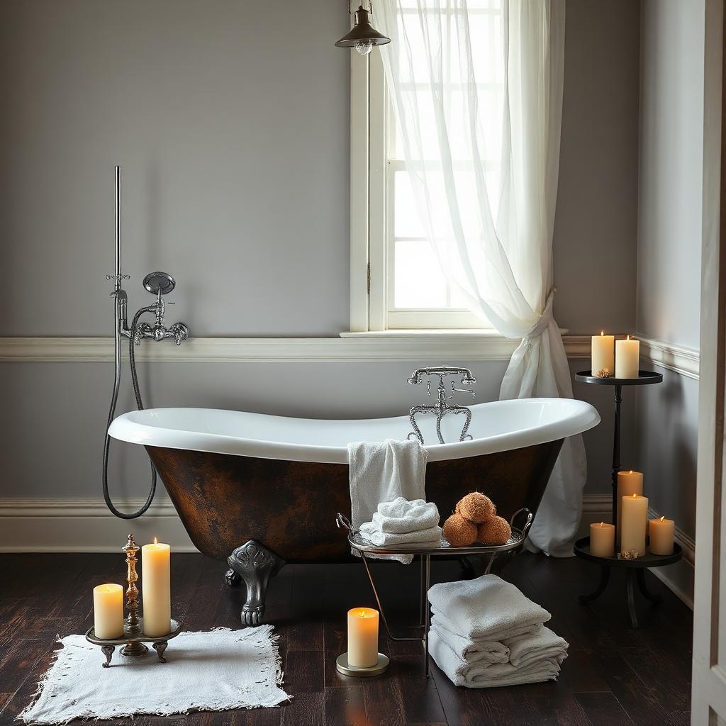 Romantic bathroom with soft lighting