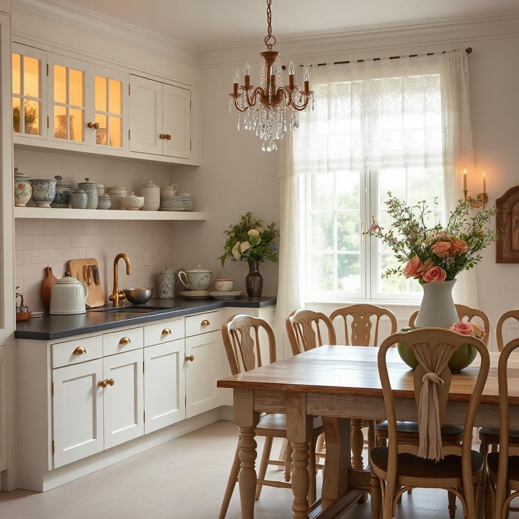 Romantic kitchen with vintage charm
