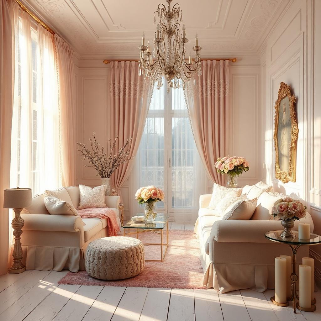Romantic living room with floral accents